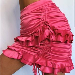 HOT PINK TIGER MIST RUFFLE SKIRT